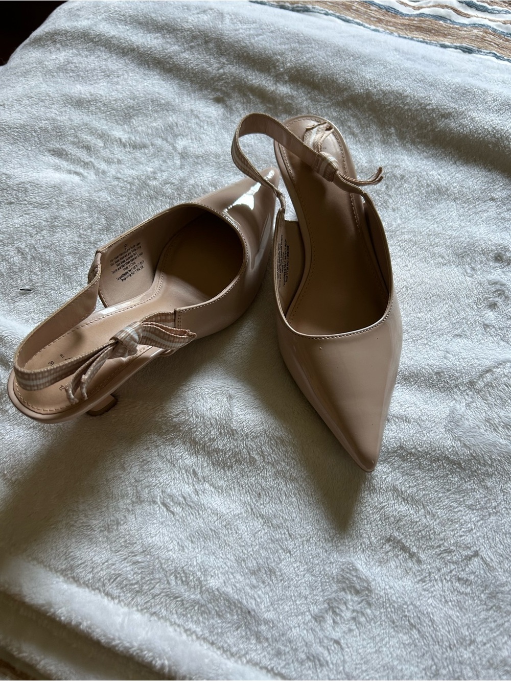 a new day Glossy Pointed-Toe Slingback Heels in Nude Blush